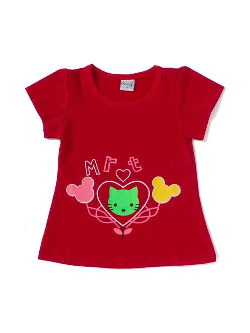 girls red printed regular tee - 18472200 -  Standard Image - 0