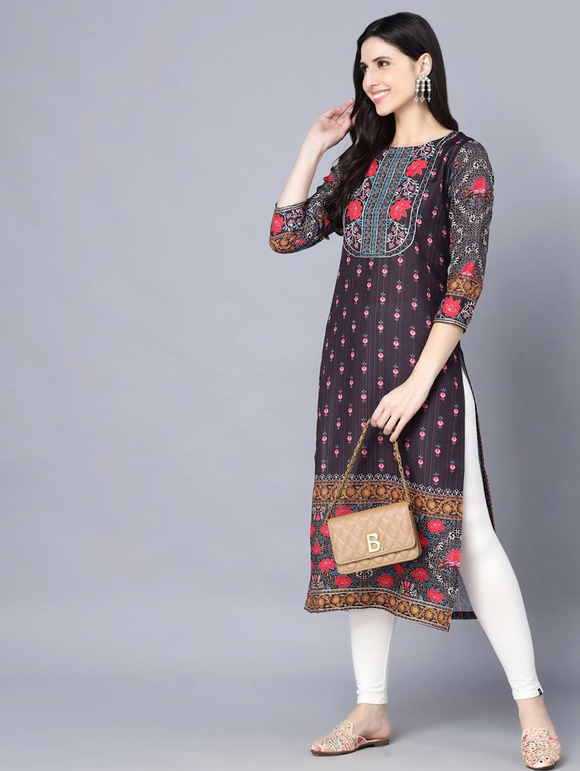 floral printed straight kurta - 18472457 - Zoom Image - 0