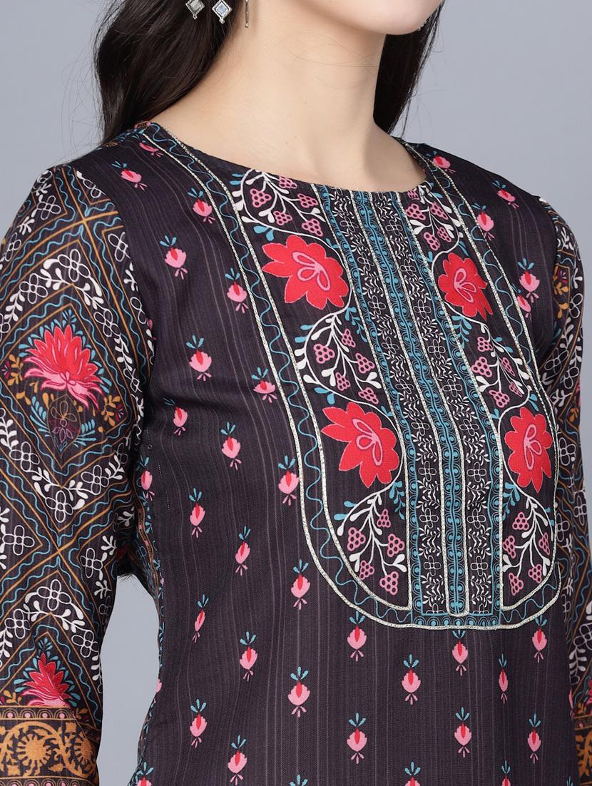 floral printed straight kurta - 18472457 - Standard Image - 5