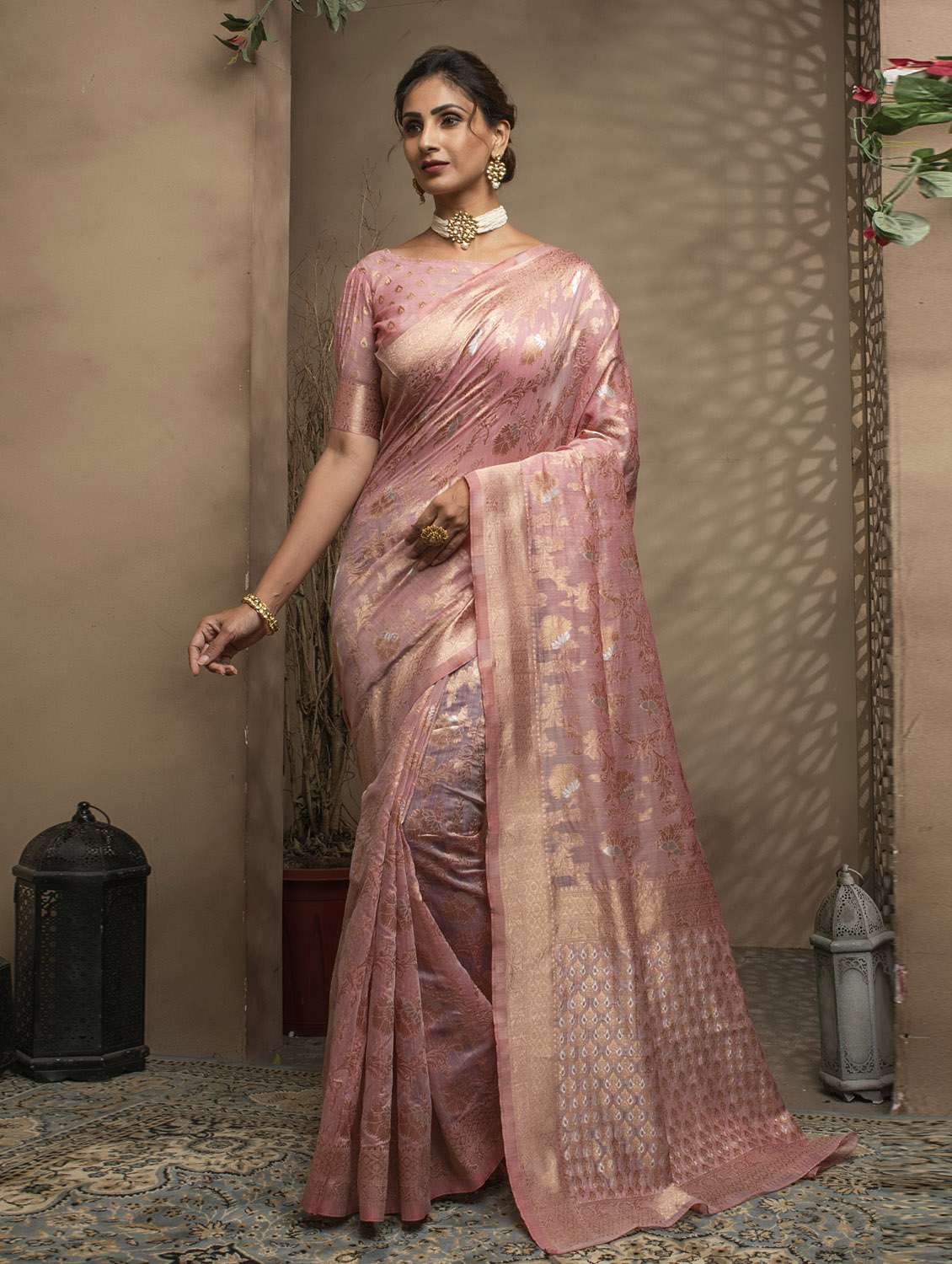 jacquard work woven saree  with blouse