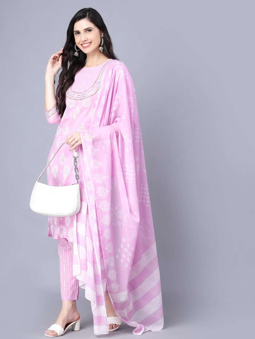 Buy online Printed Kurta Pant Set With Dupatta from ethnic wear for