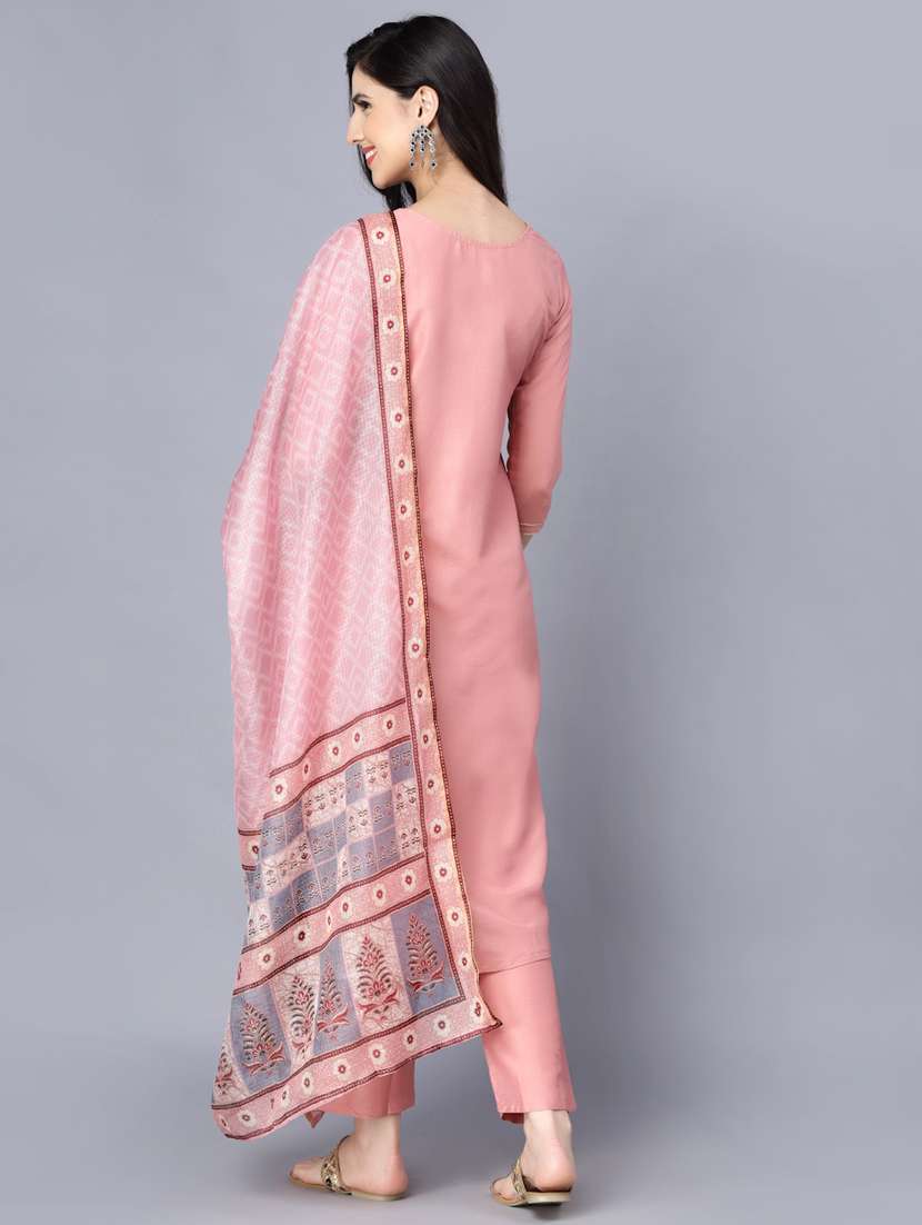 solid kurta pant set with dupatta - 18472484 -  Standard Image - 3