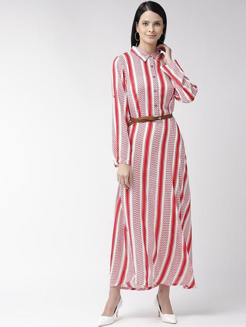 shirt collar striped maxi dress - 18472613 - Standard Image - 0