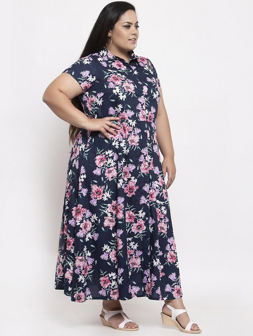 shirt collar floral maxi dress - 18472674 - Zoom Image - 0