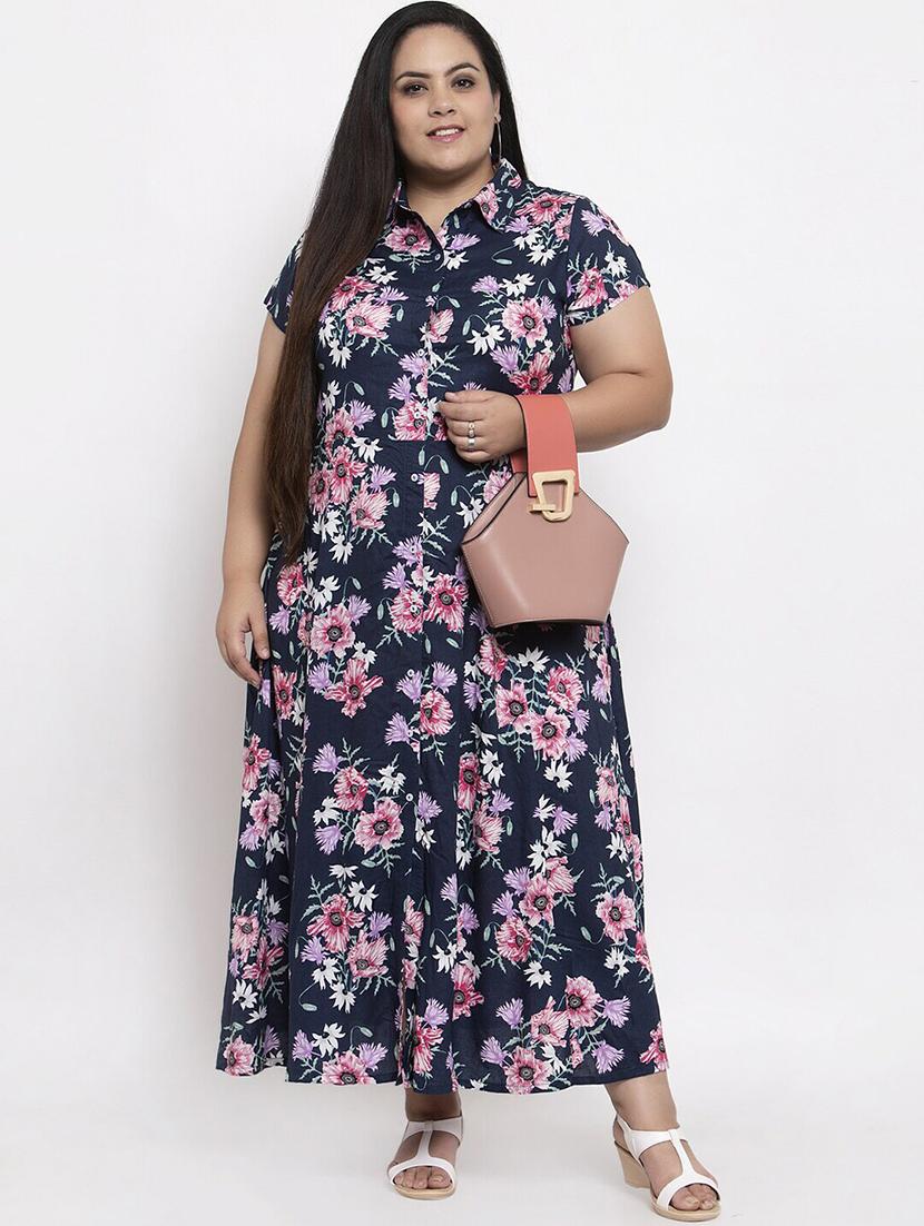 shirt collar floral maxi dress - 18472674 - Standard Image - 3
