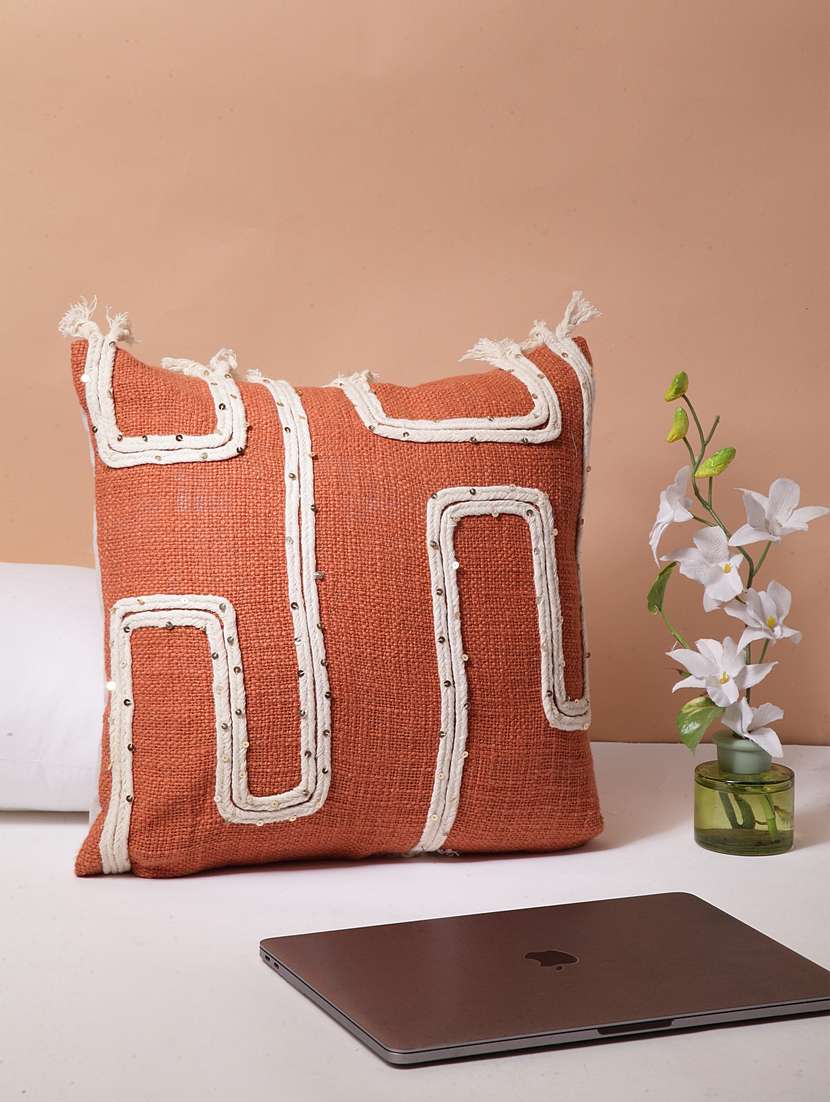 blanc9 trellis tufted square cushion cover 16x16inches