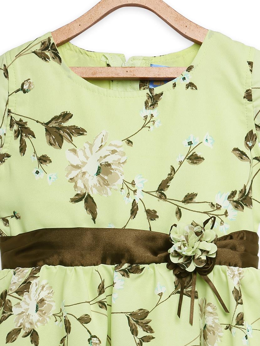 girls green floral frock - 18473285 - Standard Image - 3