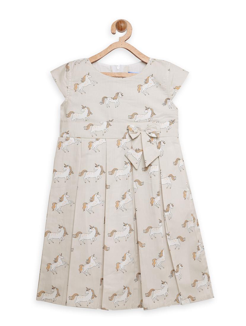 girls grey printed frock - 18473338 - Zoom Image - 0
