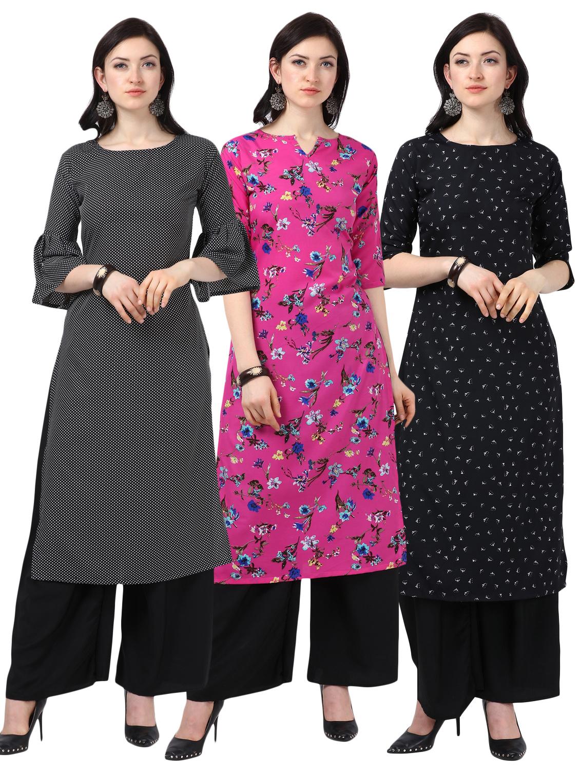 pack of 3 printed straight kurta - 18473616 -  Zoom Image - 0