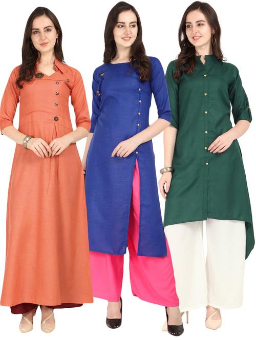 pack of 3 solid kurta - 18473632 - Standard Image - 0