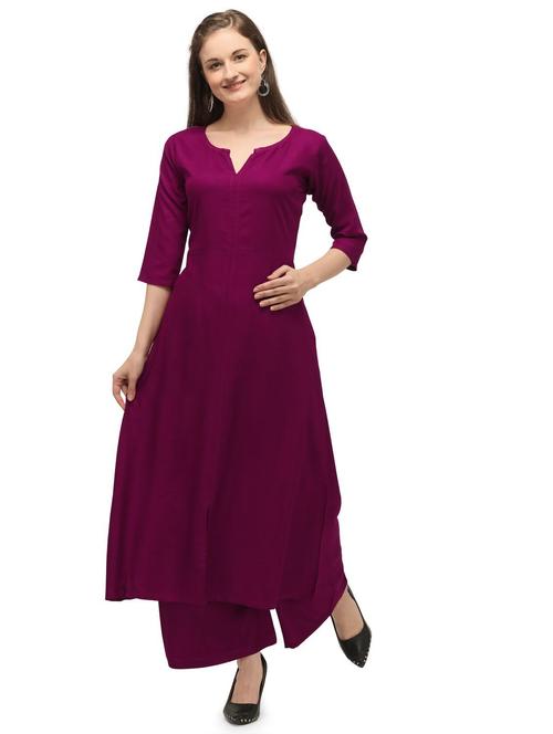solid a-line kurta - 18473656 - Standard Image - 0