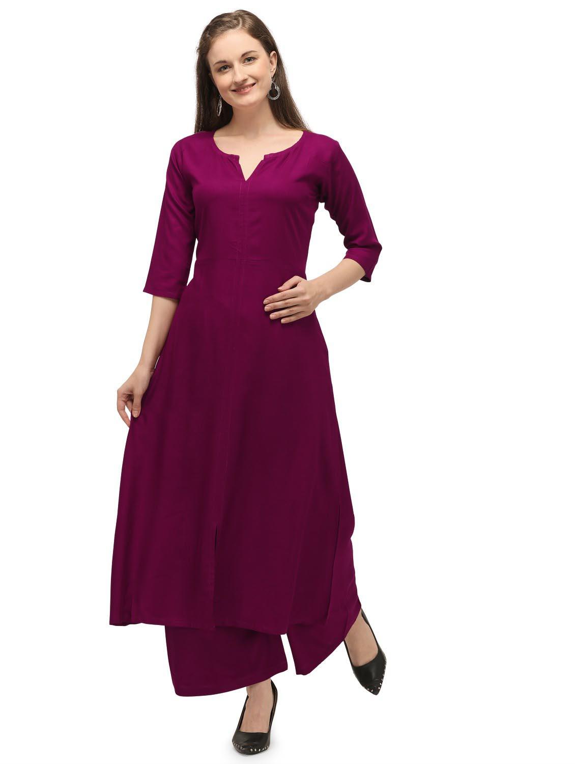 solid a-line kurta - 18473656 - Zoom Image - 0