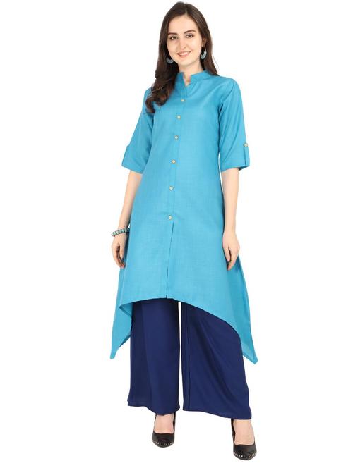 solid asymmetric kurta - 18473803 - Standard Image - 0