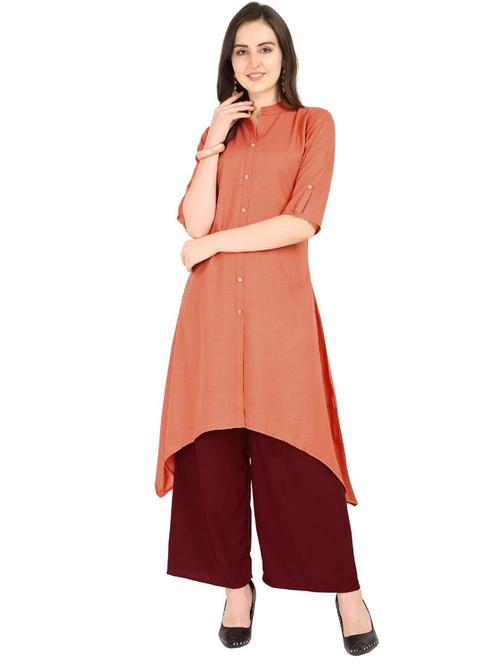 solid a-line kurta - 18473813 - Standard Image - 0