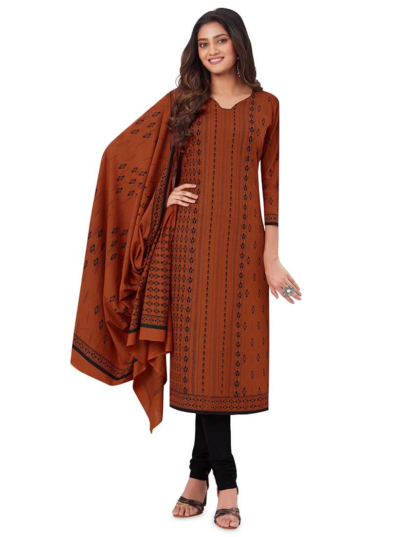 Buy online Printed Unstitched Suit Set from Suits & Dress material for