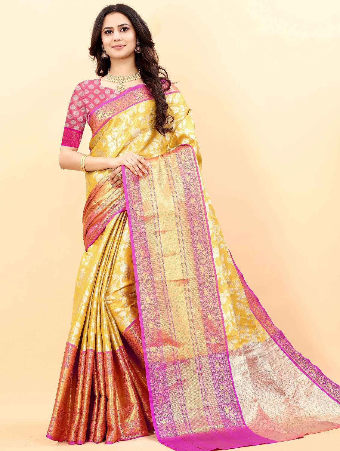 jacquard work woven saree  with blouse