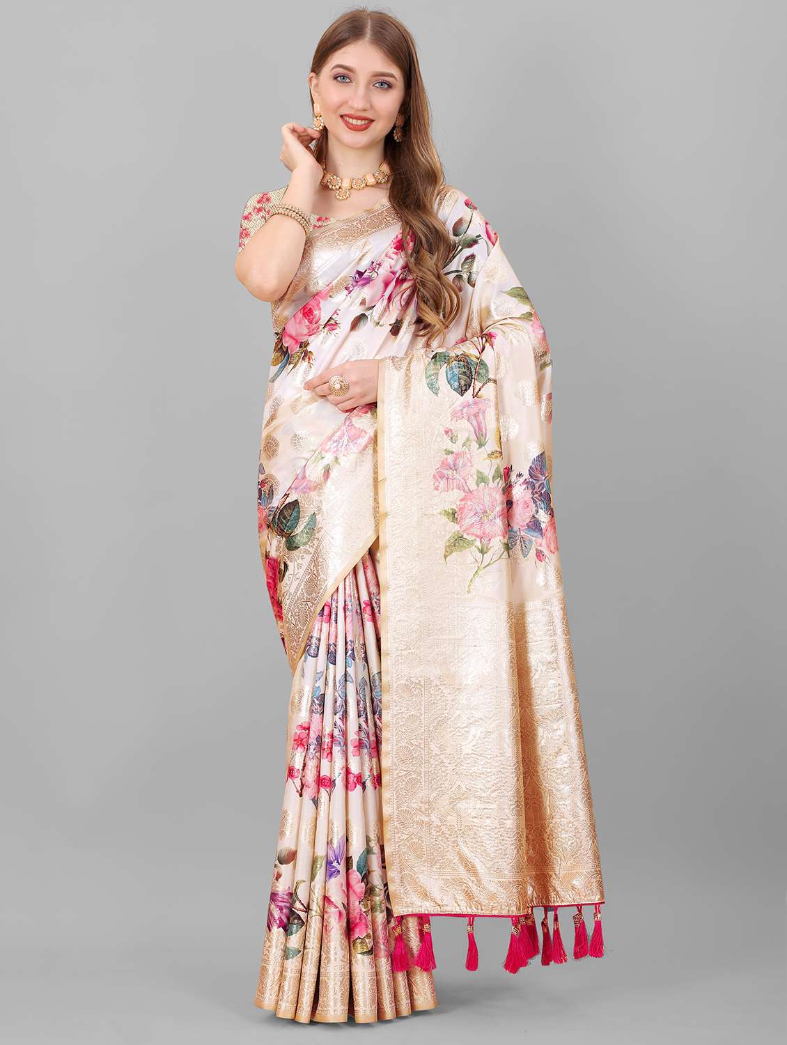 jacquard work woven saree  with blouse