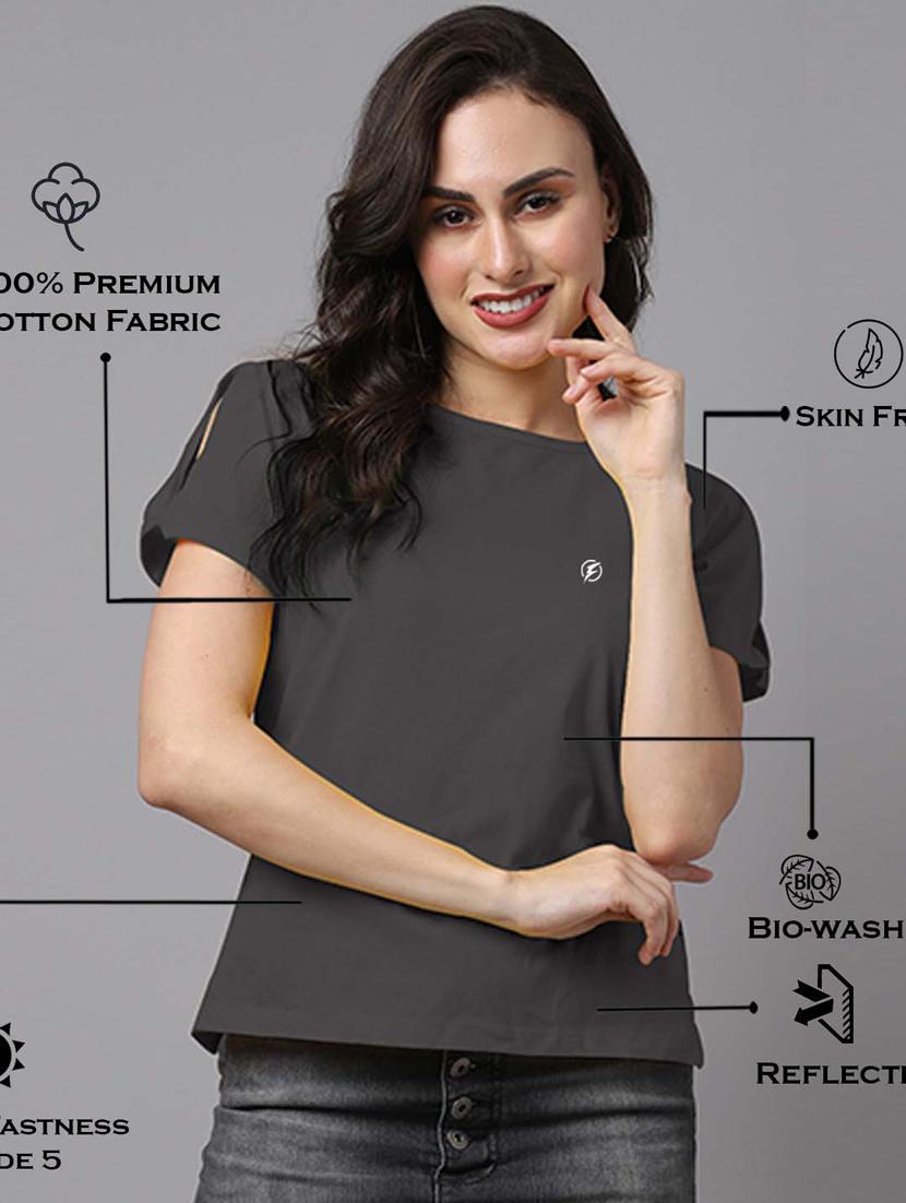 women's straight round neck top - 18474445 - Standard Image - 3