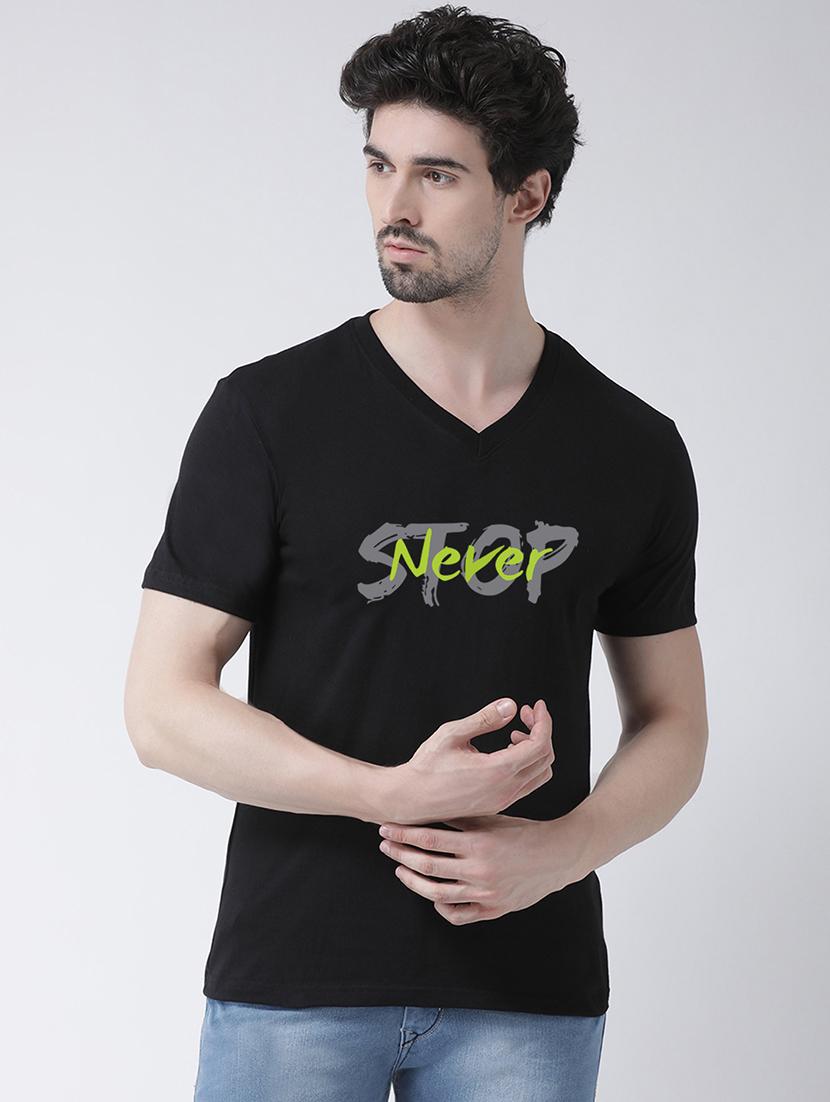 black chest print t-shirt - 18474456 - Zoom Image - 0