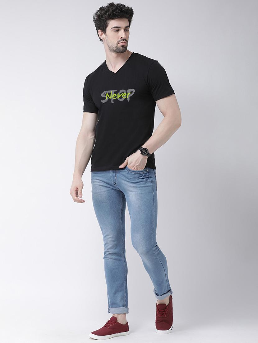 black chest print t-shirt - 18474456 - Standard Image - 3