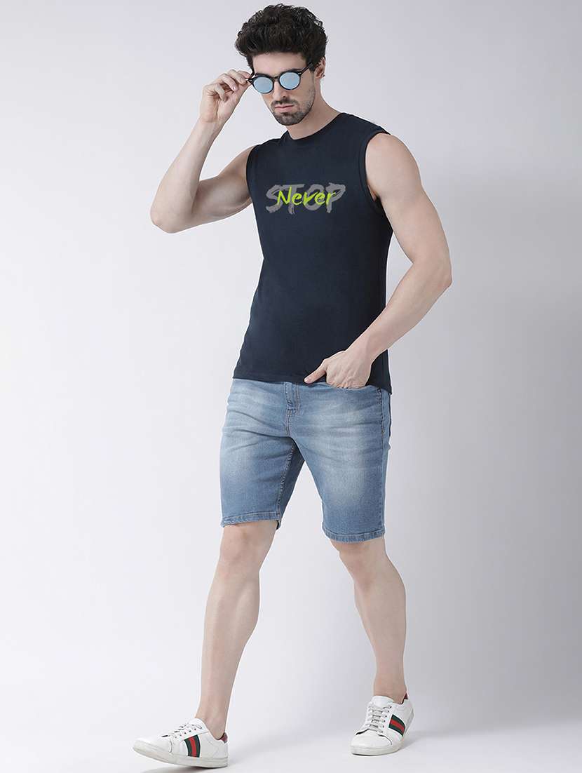 navy blue chest print t-shirt - 18474463 -  Standard Image - 3