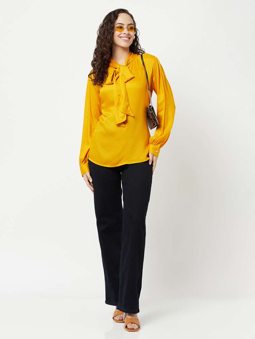 women's straight tie-up neck top - 18474475 - Standard Image - 3