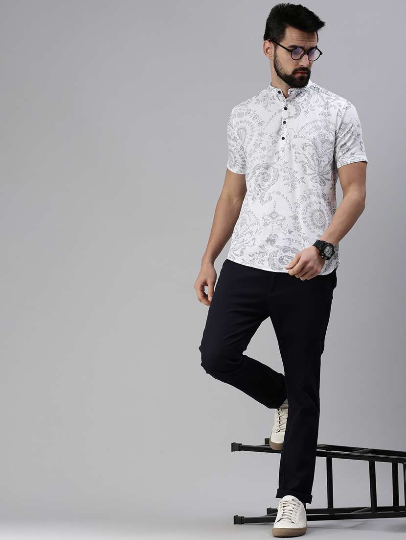 white printed short kurta - 18475112 -  Standard Image - 3