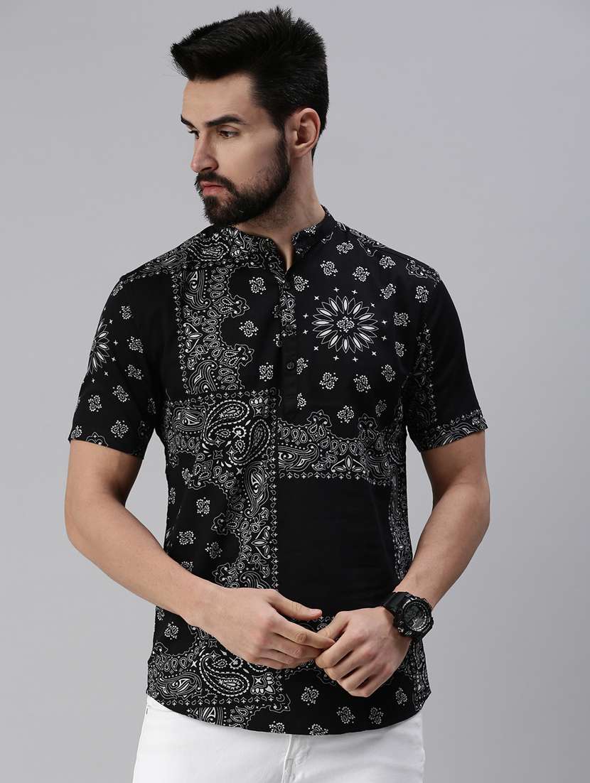 black printed short kurta