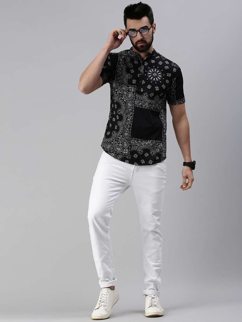 black printed short kurta - 18475115 -  Standard Image - 3