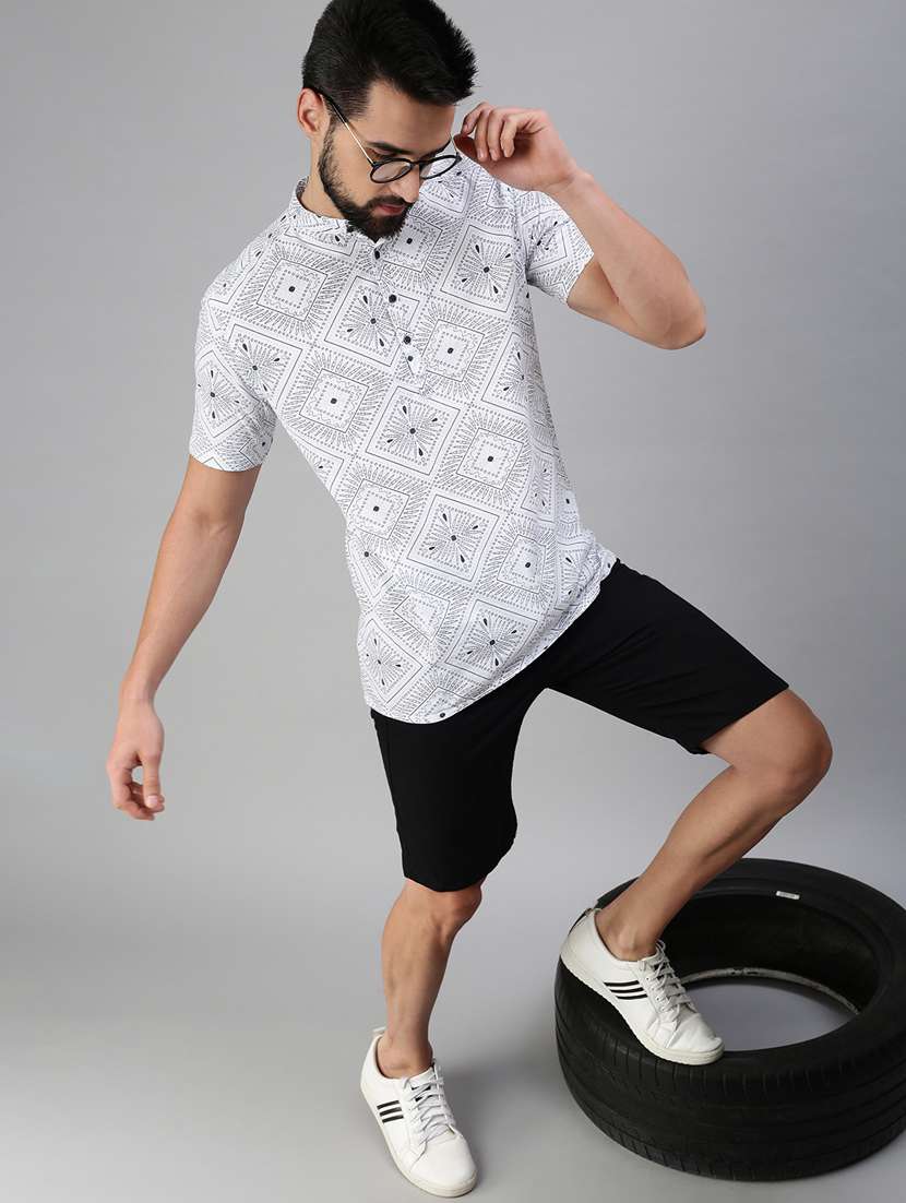 white printed short kurta - 18475125 -  Standard Image - 3