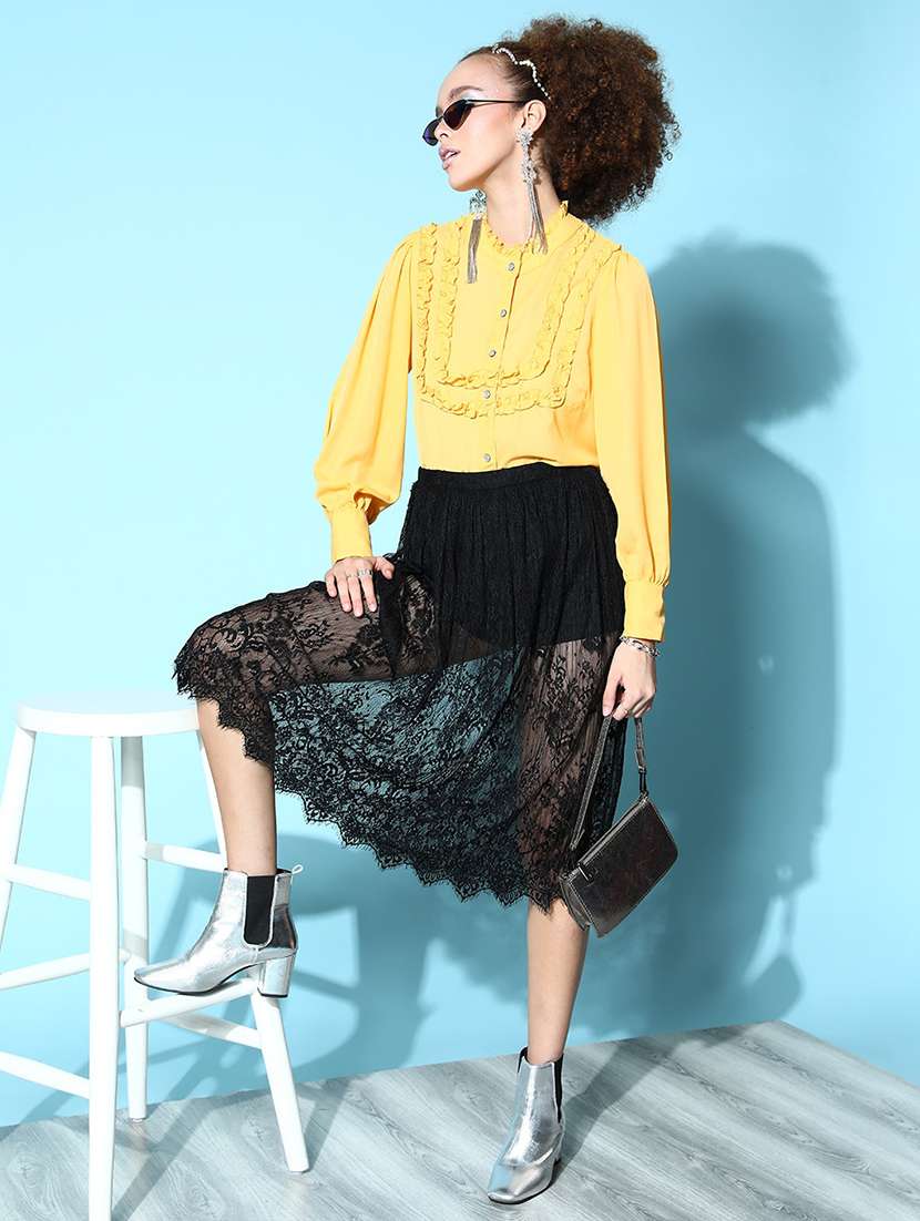 ruffled detailed bishop sleeved regular shirt - 18475533 -  Standard Image - 3
