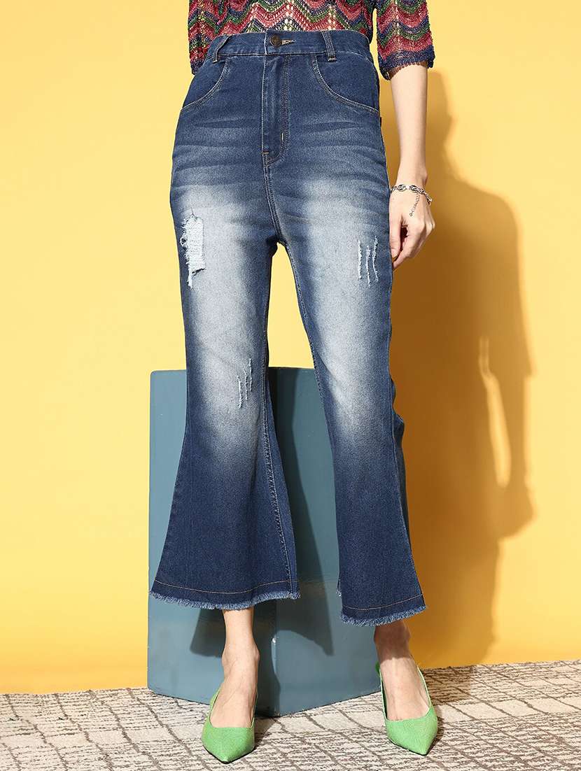 high rise bootcut denim jean