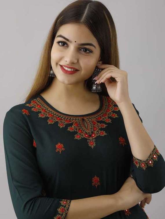 embroidered straight kurta - 18475755 -  Standard Image - 3