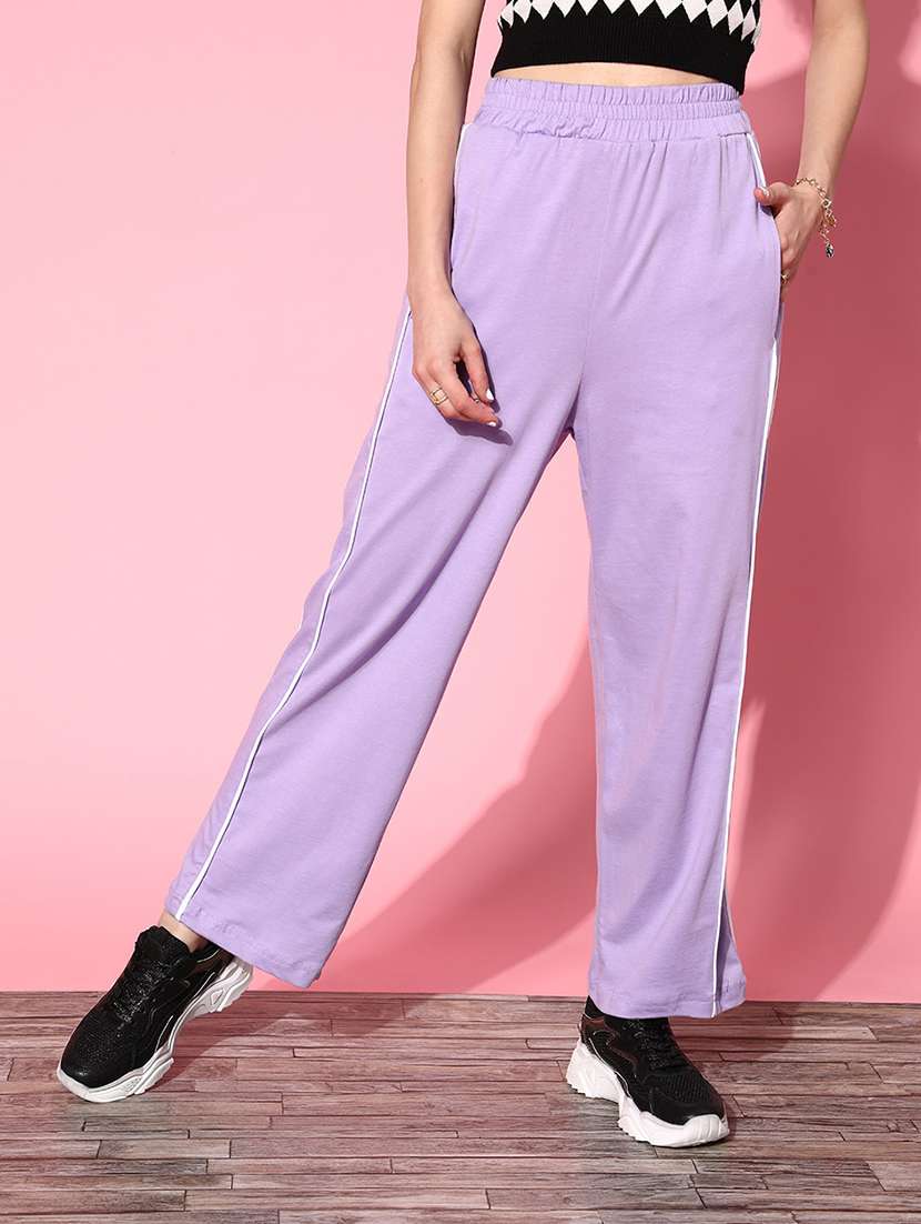 high rise solid track pant 
