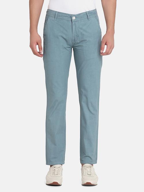 green solid casual trouser - 18476003 - Standard Image - 0