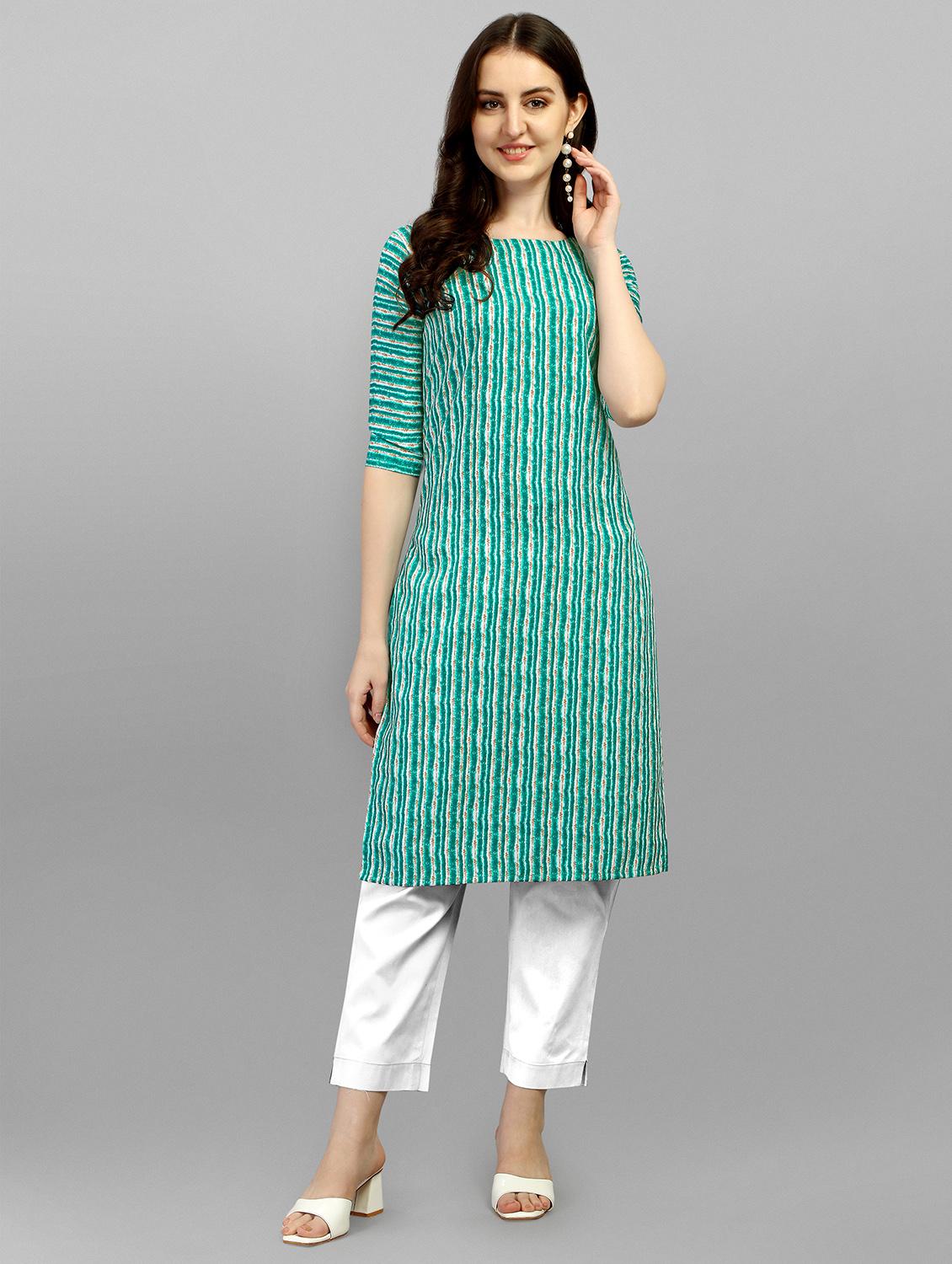 striped straight kurta - 18476231 - Zoom Image - 0
