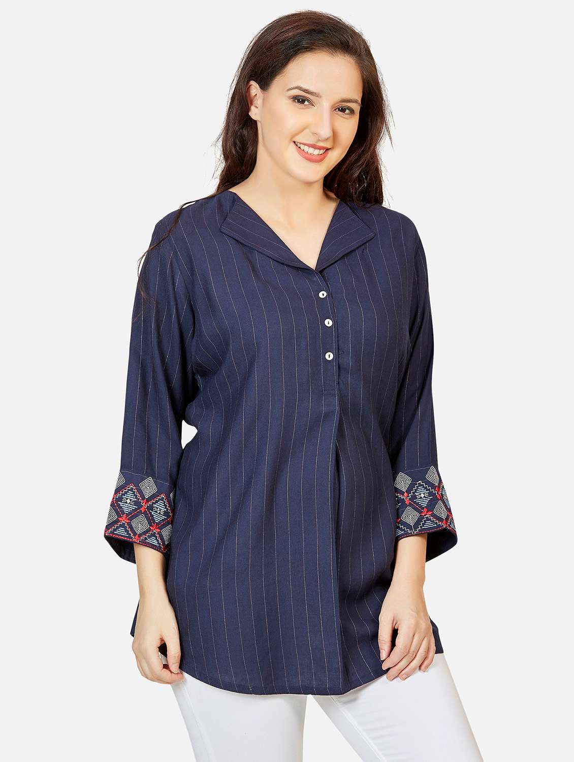 navy blue fusion kurti