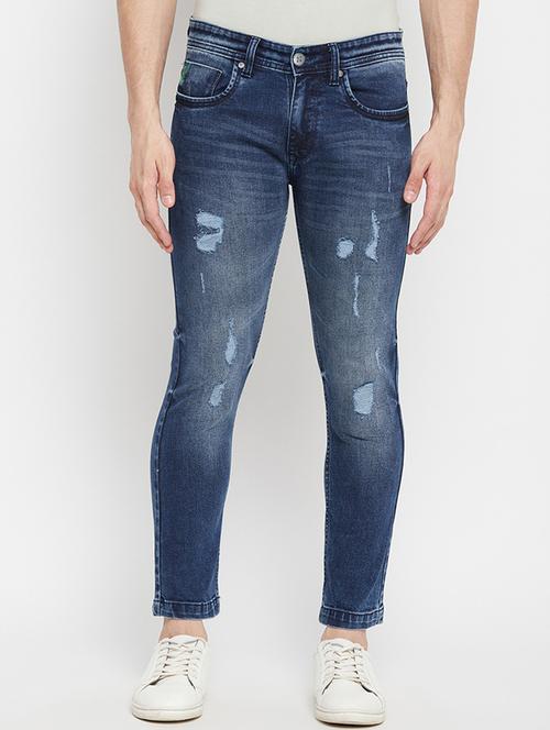 navy-blue distressed denim jean - 18477087 - Standard Image - 0