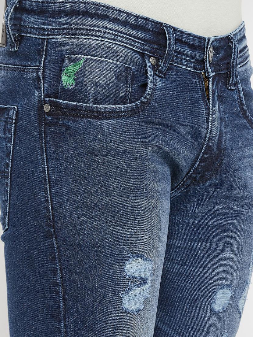 navy-blue distressed denim jean - 18477087 - Standard Image - 5