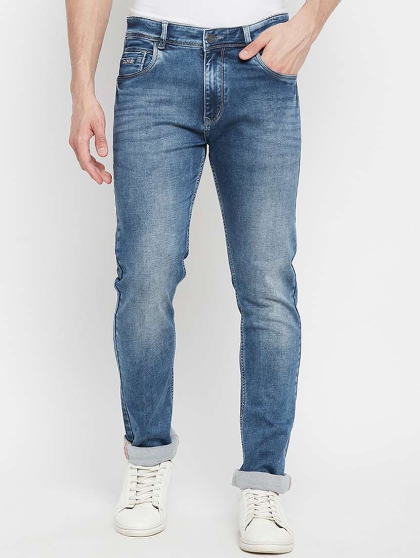 blue light washed denim jean