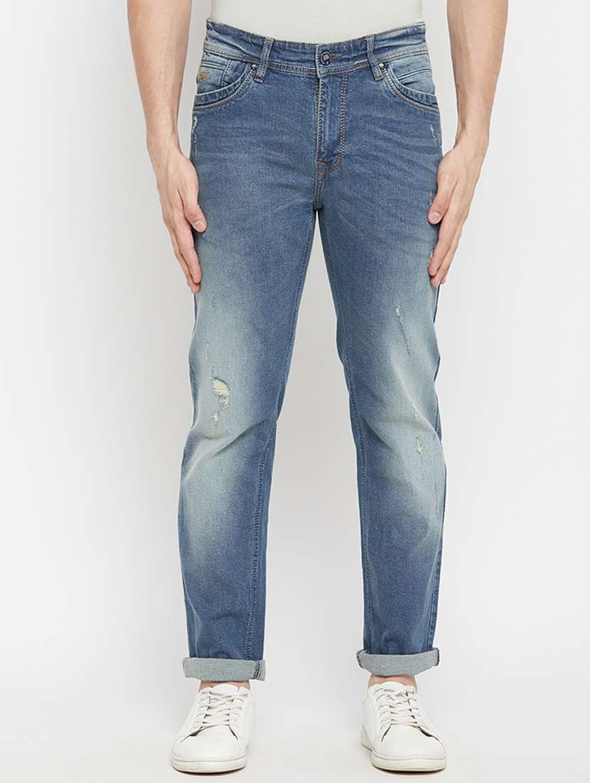 blue light washed denim jean