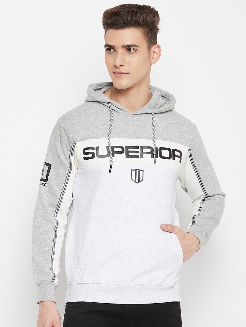 grey cut & sew hooded sweatshirt - 18477104 - Zoom Image - 0