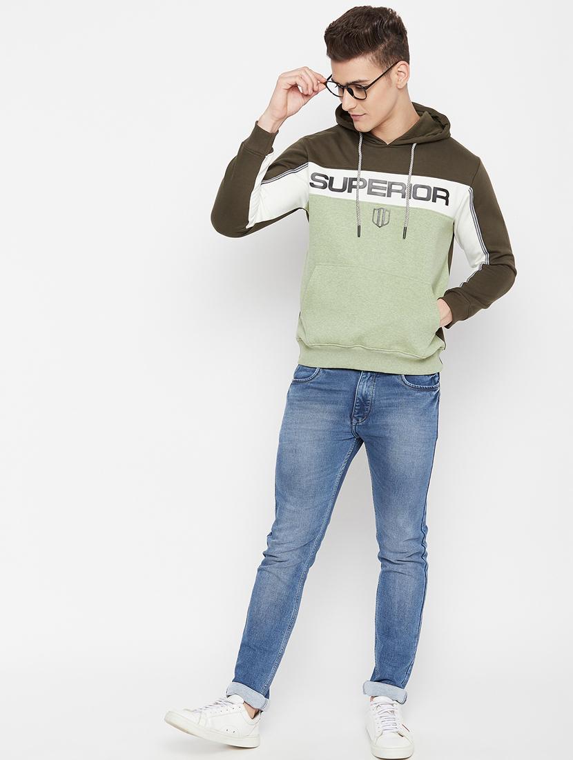 olive-green cut & sew hooded sweatshirt - 18477105 - Standard Image - 3