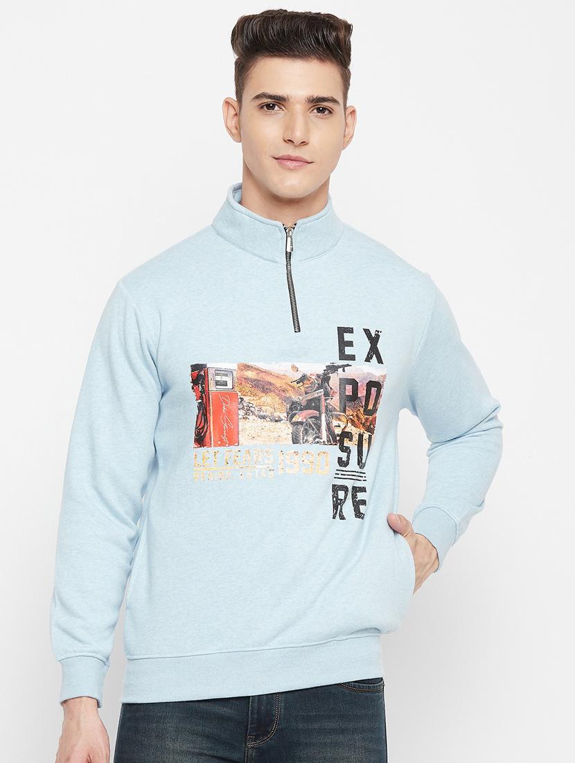 light-blue front print sweatshirt - 18477109 - Zoom Image - 0