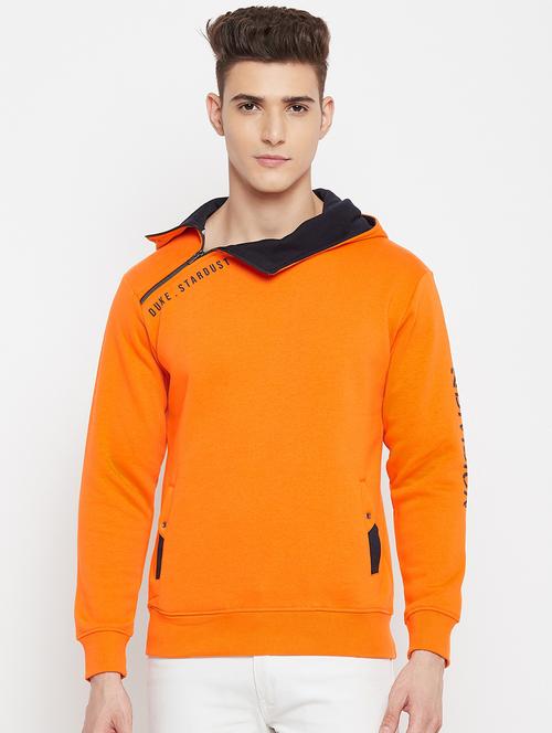 orange printed hooded sweatshirt - 18477136 - Standard Image - 0
