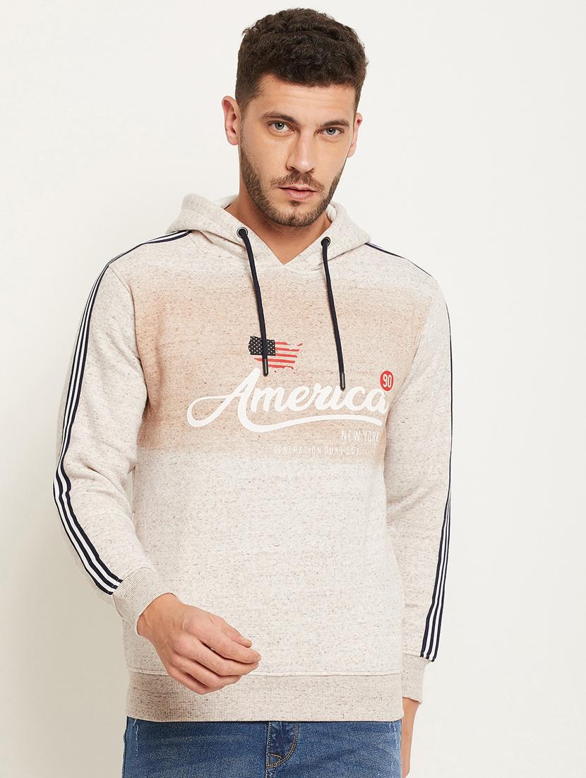 beige front print hooded sweatshirt - 18477139 - Zoom Image - 0