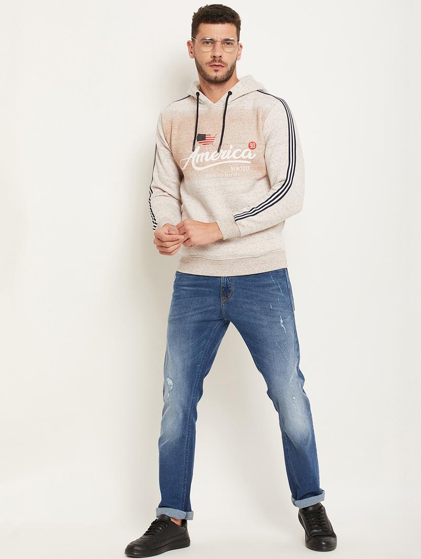 beige front print hooded sweatshirt - 18477139 - Standard Image - 3