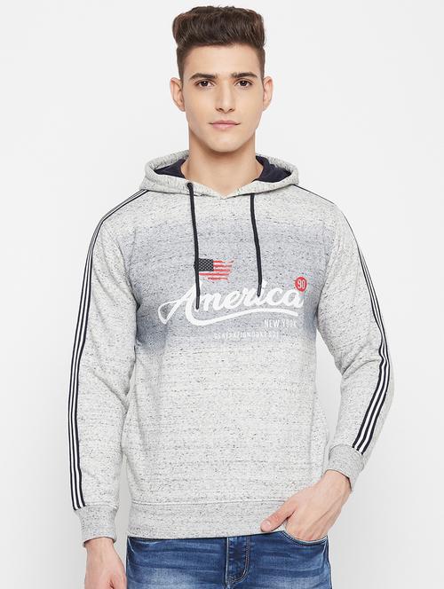 grey chest-print hooded sweatshirt - 18477140 - Standard Image - 0
