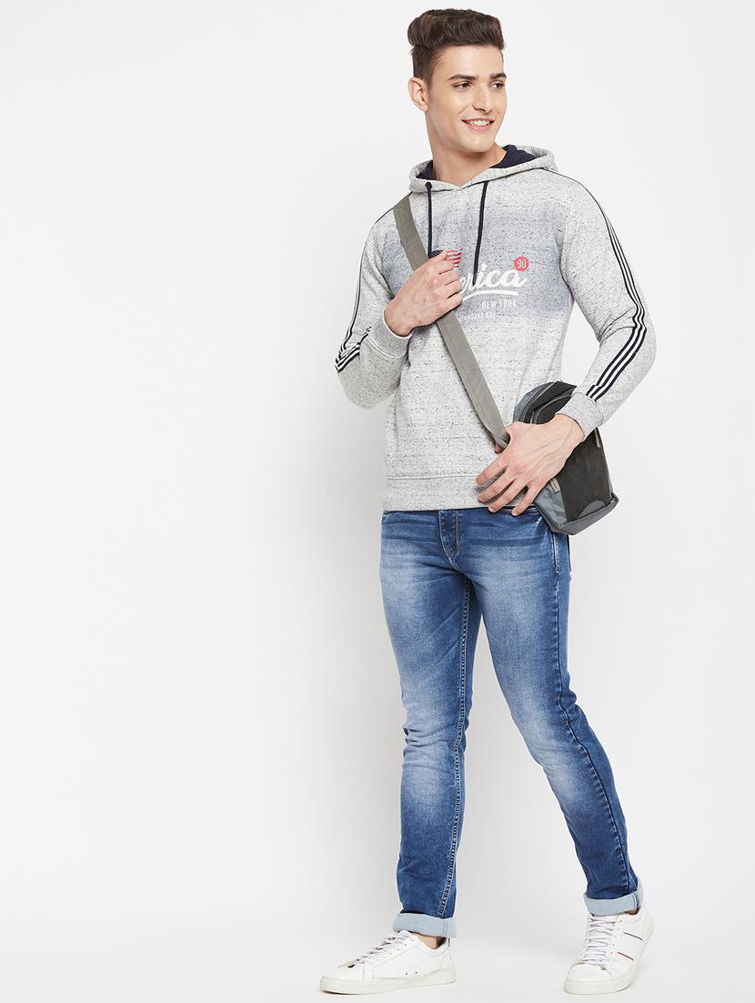 grey chest-print hooded sweatshirt - 18477140 - Standard Image - 3