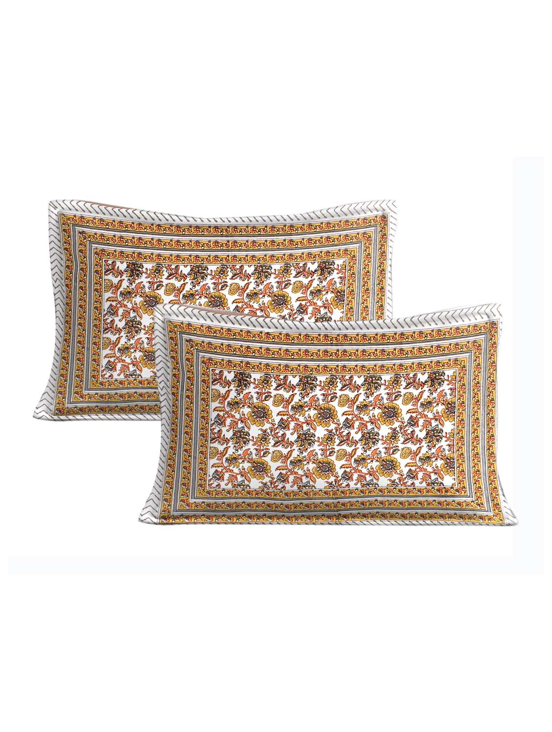 carry border printed 100% cotton pigment double bedsheet with pillow covers - 18477180 - Standard Image - 3